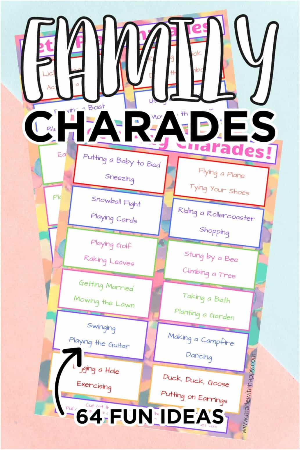 free printable charades list free printable charades list