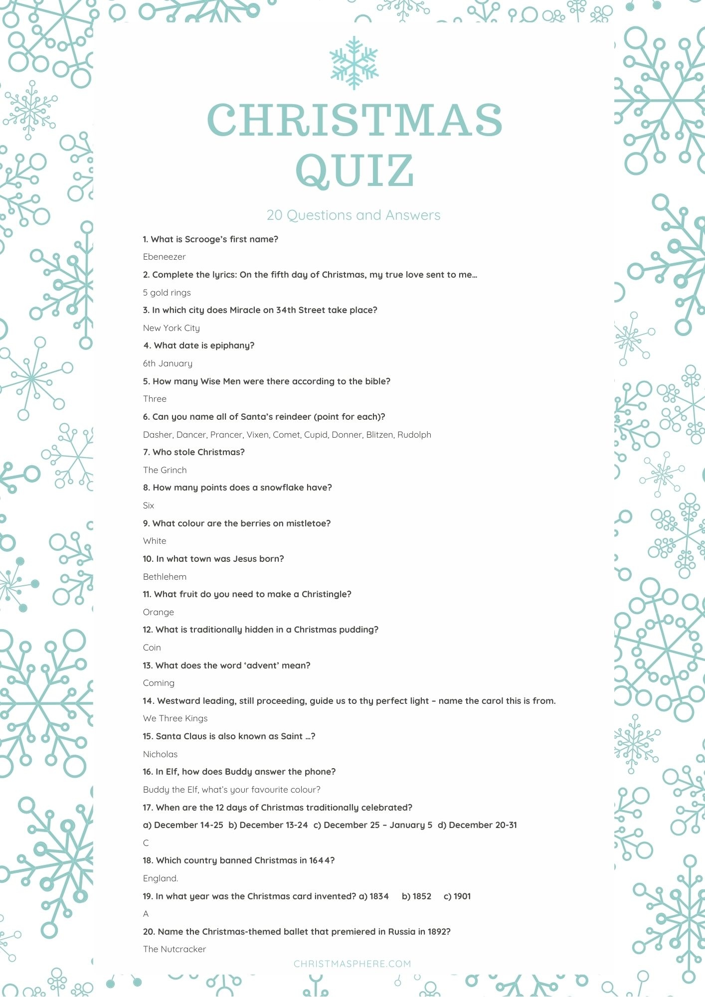 Family Christmas Quiz
