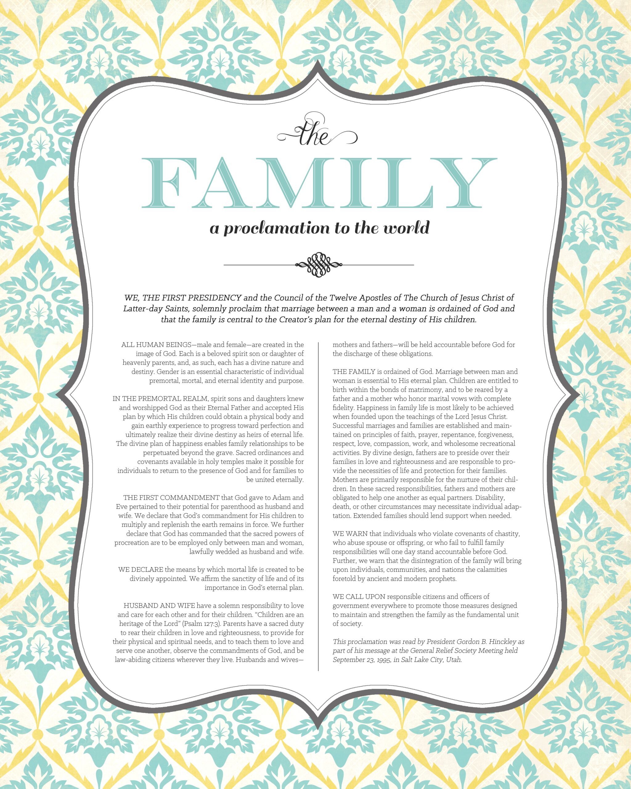 Family Proclamation World Free Lds Printable Family Proclamation World Free Lds Printable