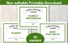 Family Reunion Awards 80 Printable