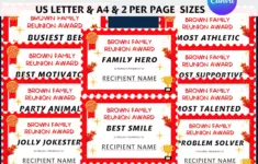 Family Reunion Awards Certificate
