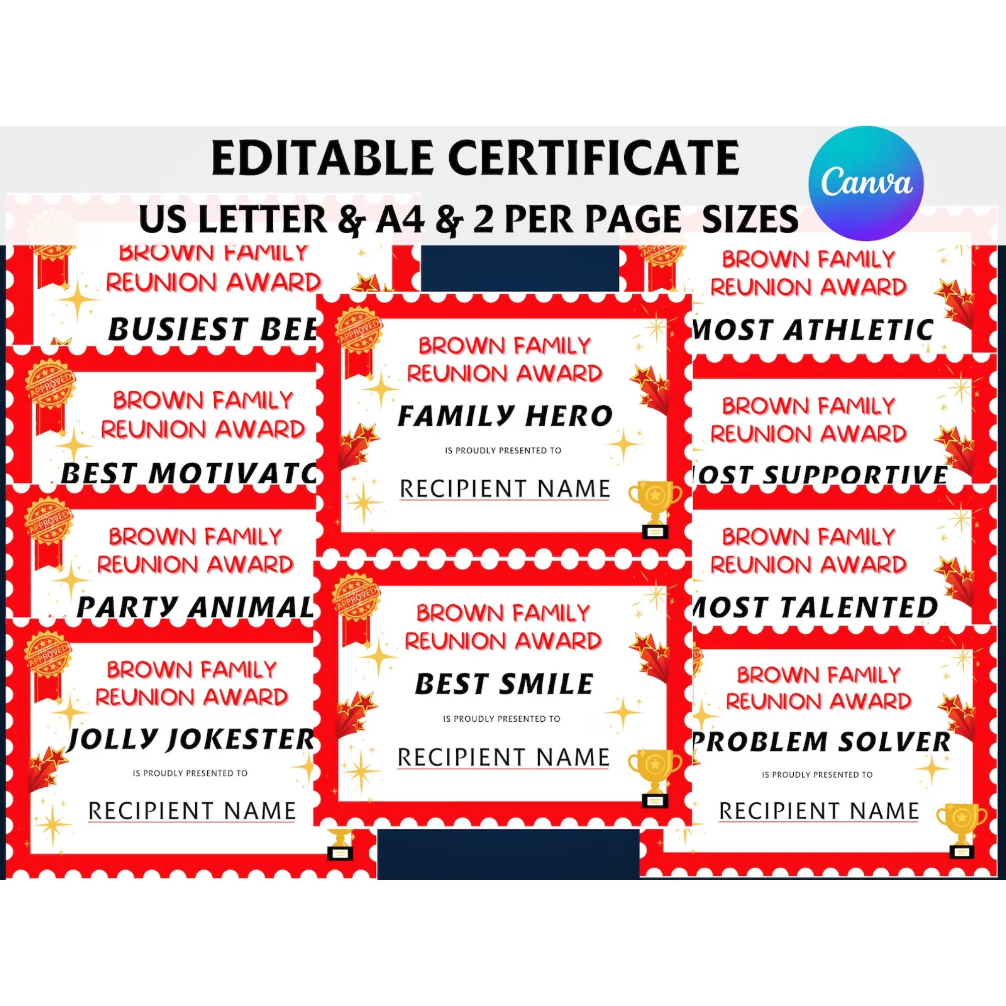 Family Reunion Awards Certificate
