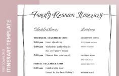 Family Reunion Itinerary Free Google Docs Template