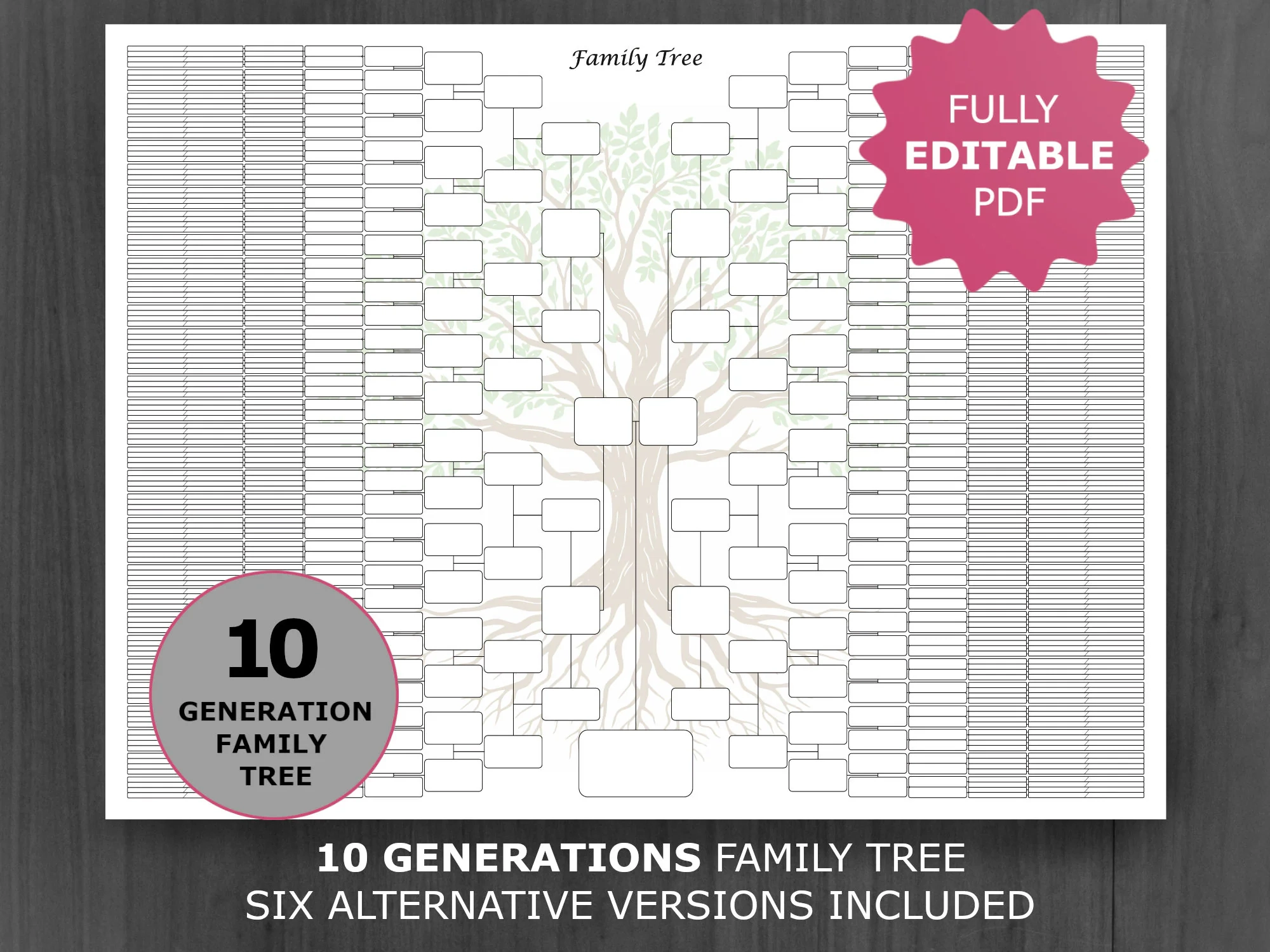 10 generation family tree template free