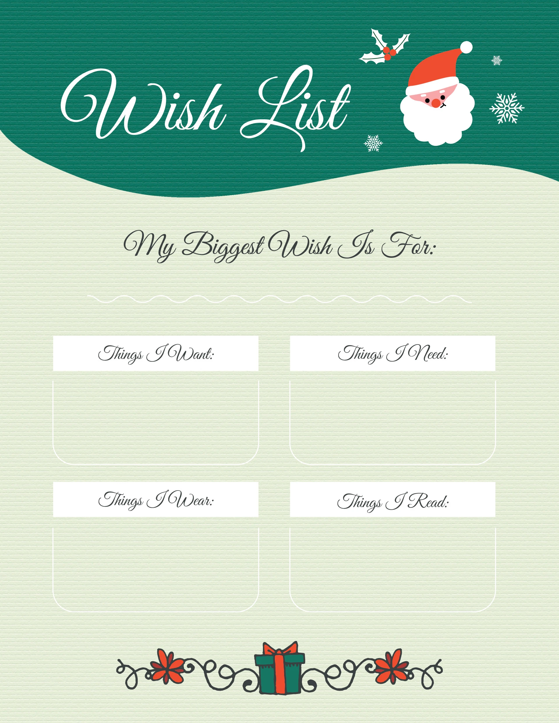 Festive Christmas Wish List Template 2 Festive Christmas Wish List Template 2
