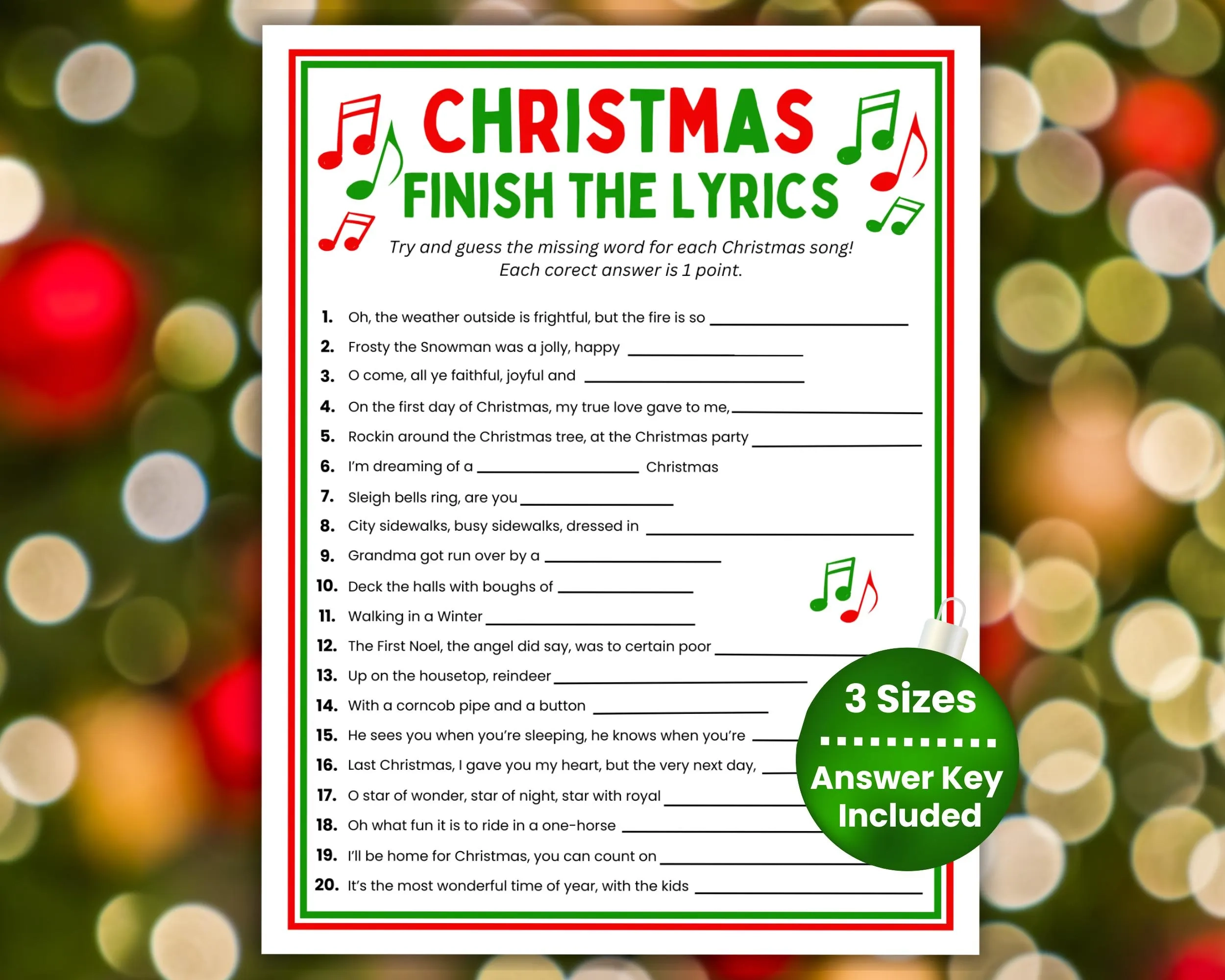 Finish The Christmas Lyric Finish The Christmas Lyric