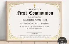 First Communion Certificate Template