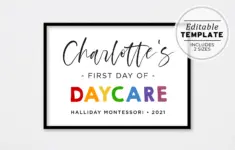 First Day Of Daycare Sign Template First