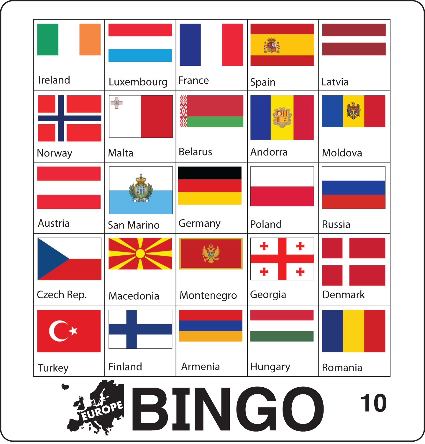 Flags Of The World Bingo Europe Esl Ell Newcomer Game Flags Of The World Bingo Europe Esl Ell Newcomer Game