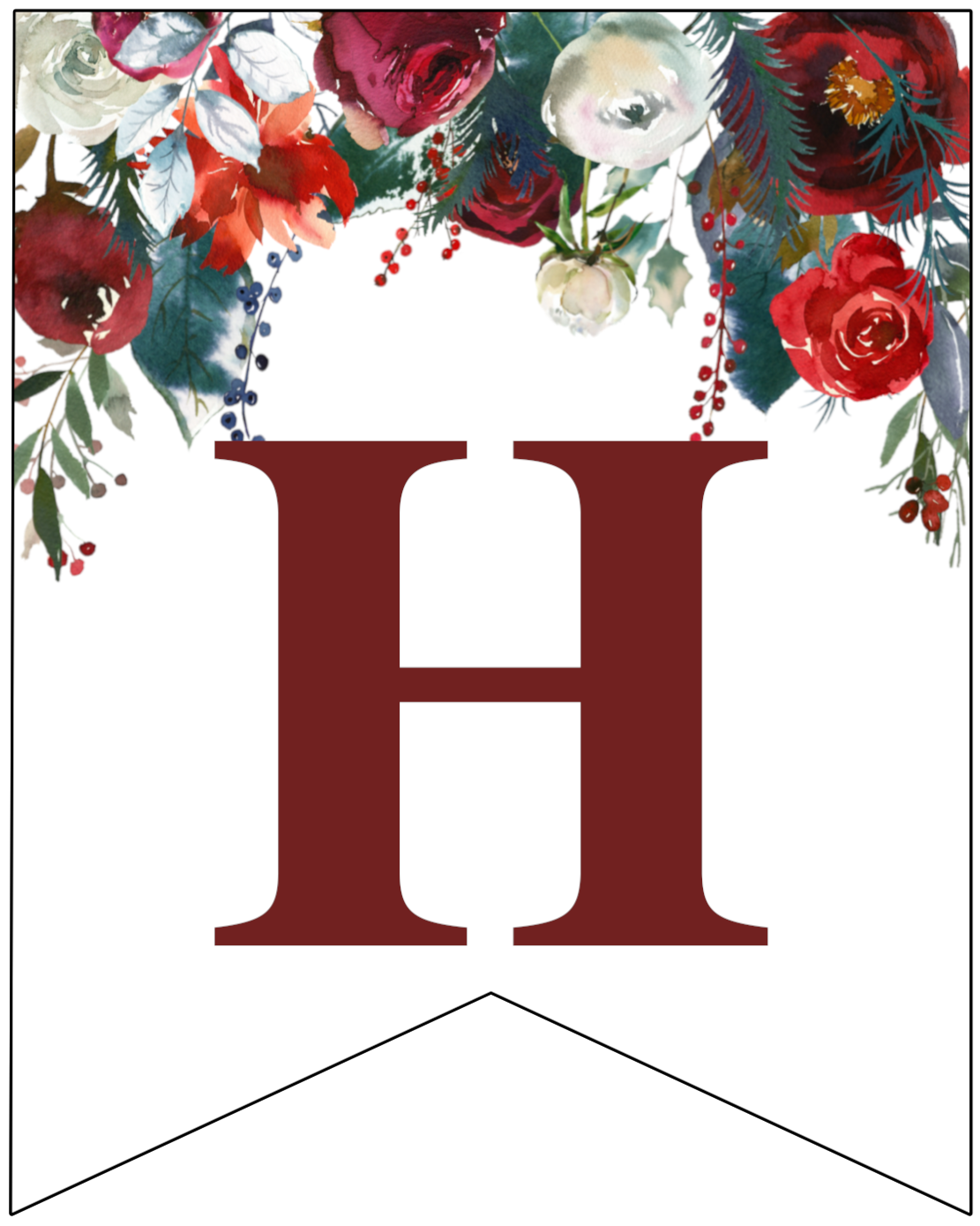 Floral Christmas Banner Letters