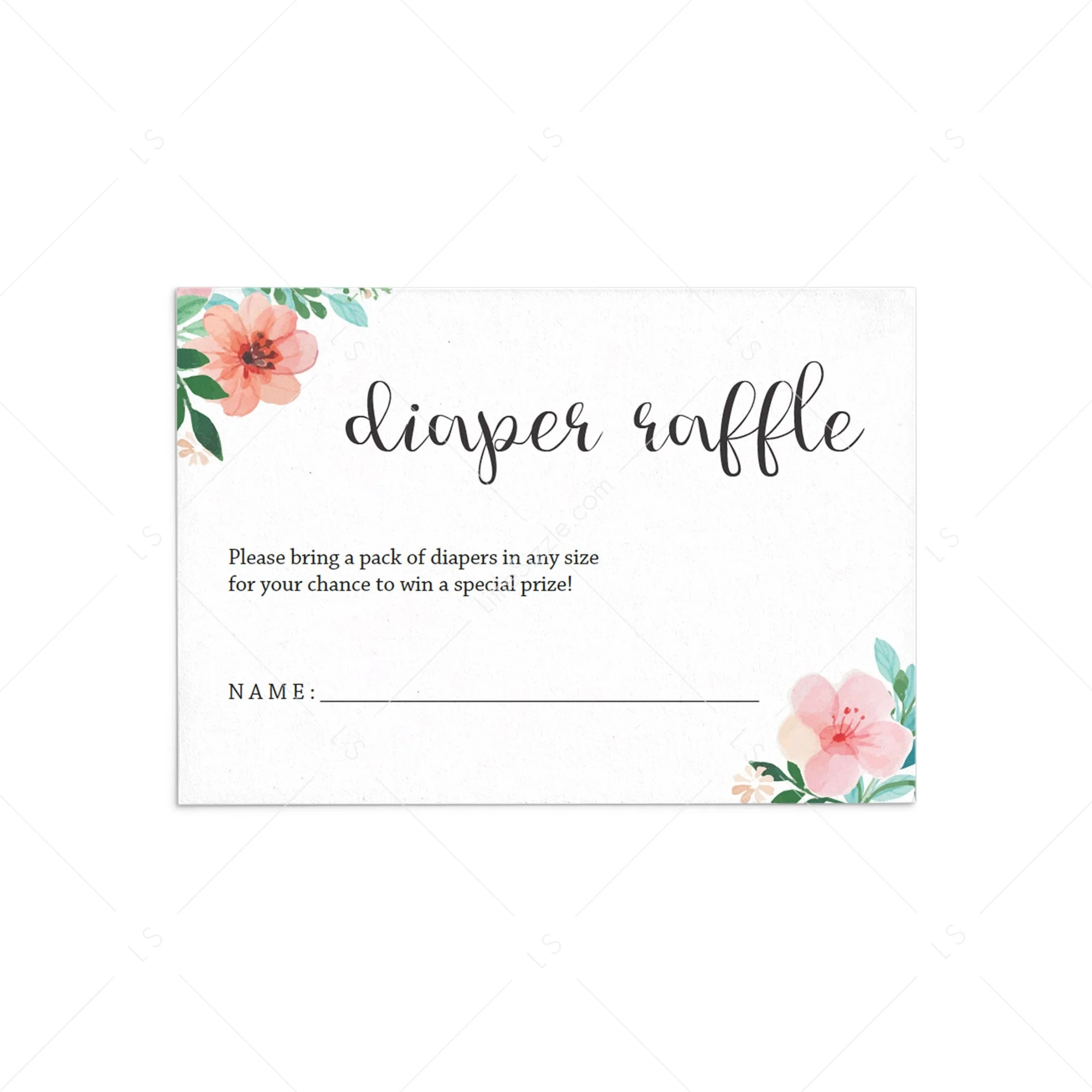 Floral Garden Diaper Raffle Ticket Floral Garden Diaper Raffle Ticket