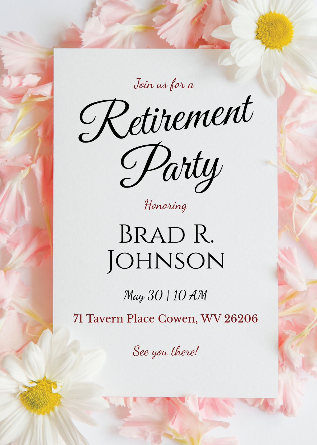 Floral Retirement Party Invitation Floral Retirement Party Invitation