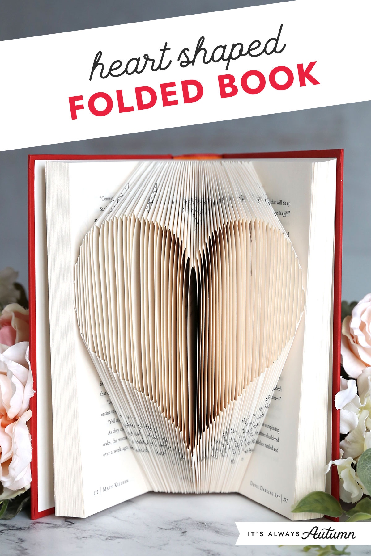 Folded Book Heart Printable Pattern