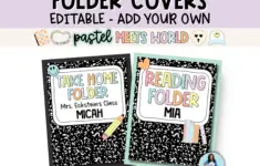 Folder Covers For Homework Subject Or