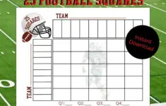 Football 25 Squares Game Football