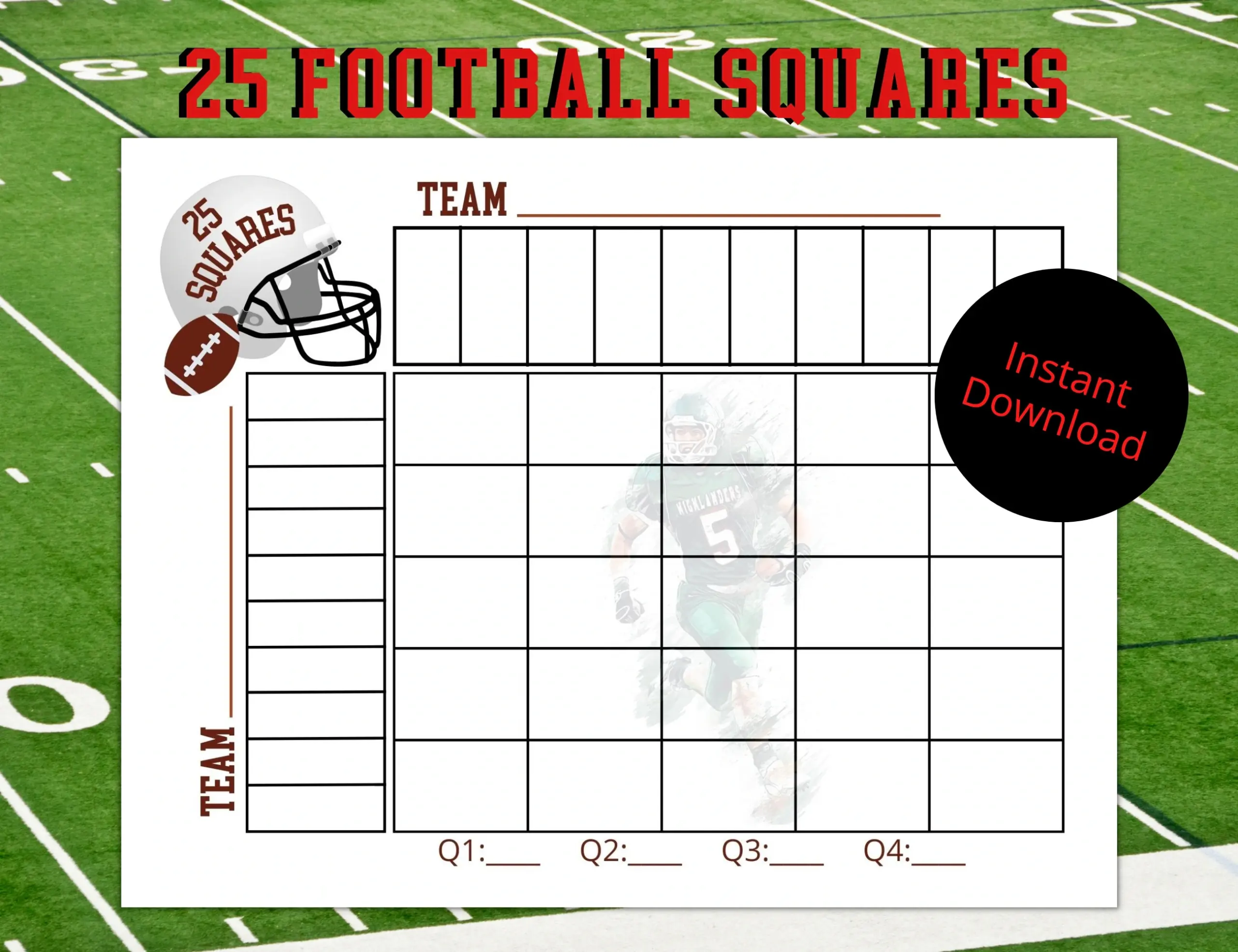 Football 25 Squares Game Football Football 25 Squares Game Football
