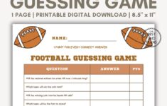 Football Guessing Game Printable Pdf