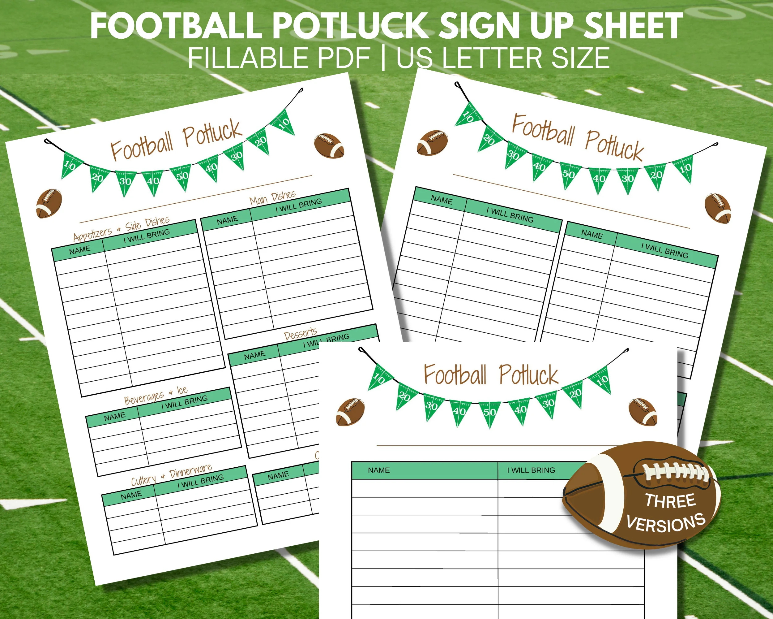 Football Party Potluck Sign Up Sheet Football Party Potluck Sign Up Sheet