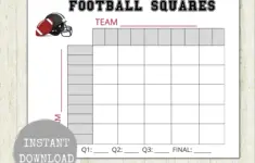 Football Squares Game 25 Squares