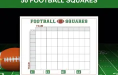 Football Squares Printable Game Board 50