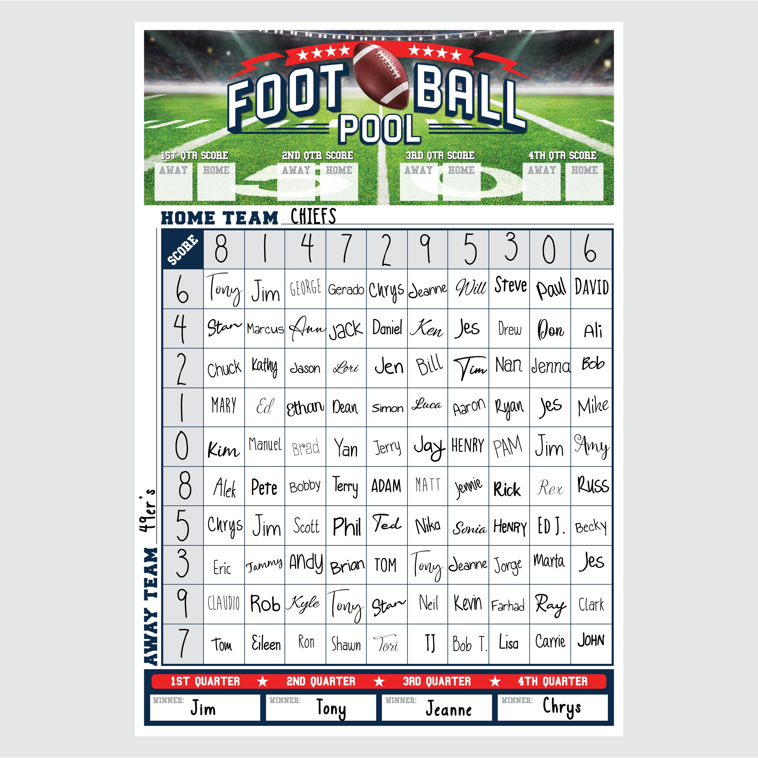 Football Squares Printable Super Bowl Football Squares Printable Super Bowl