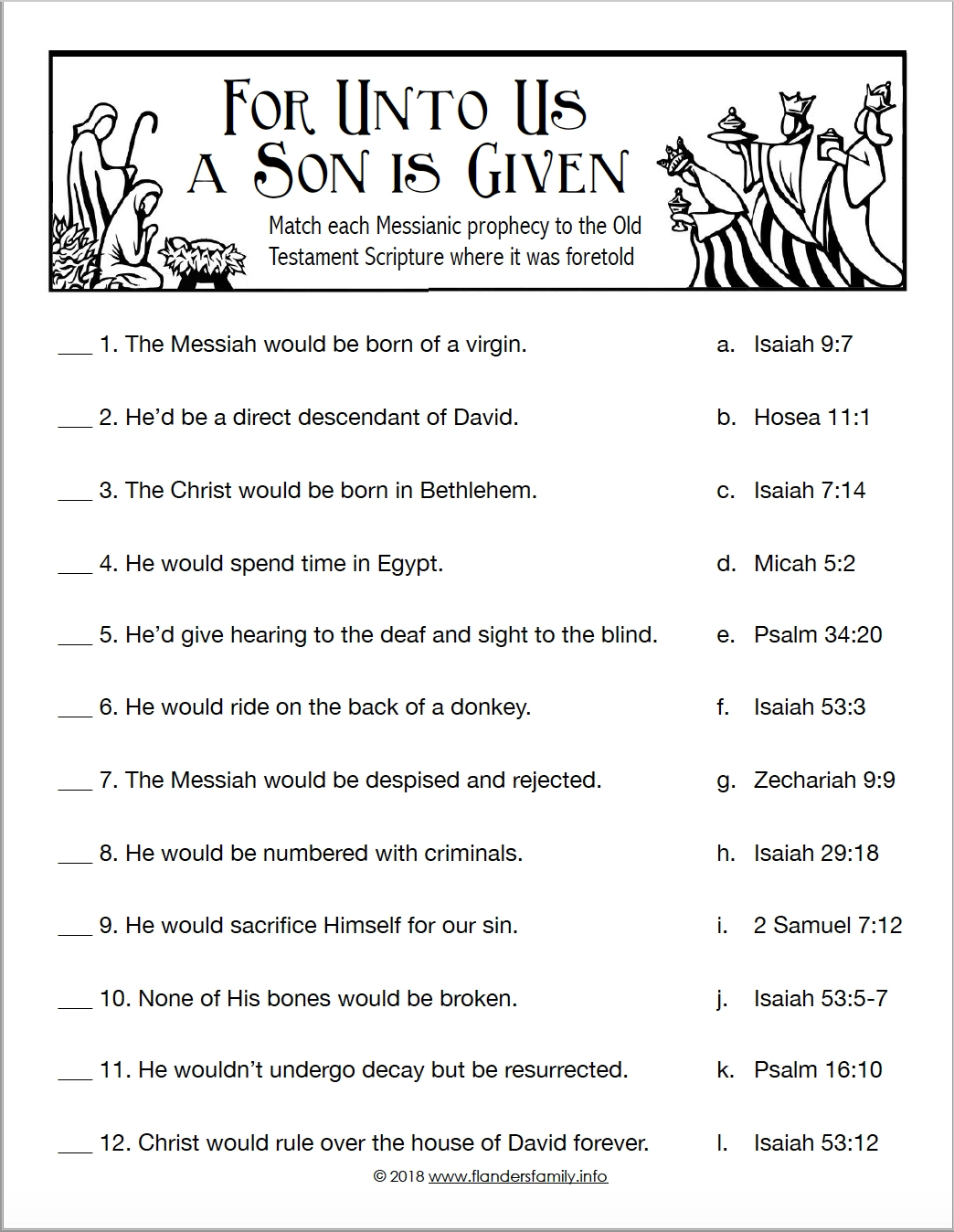For Unto Us A Child Is Born Christmas Quiz