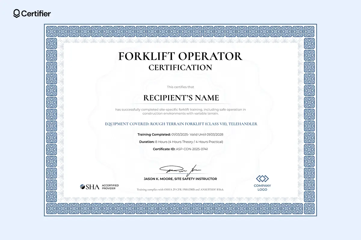 Forklift Certificate Templates Forklift Certificate Templates