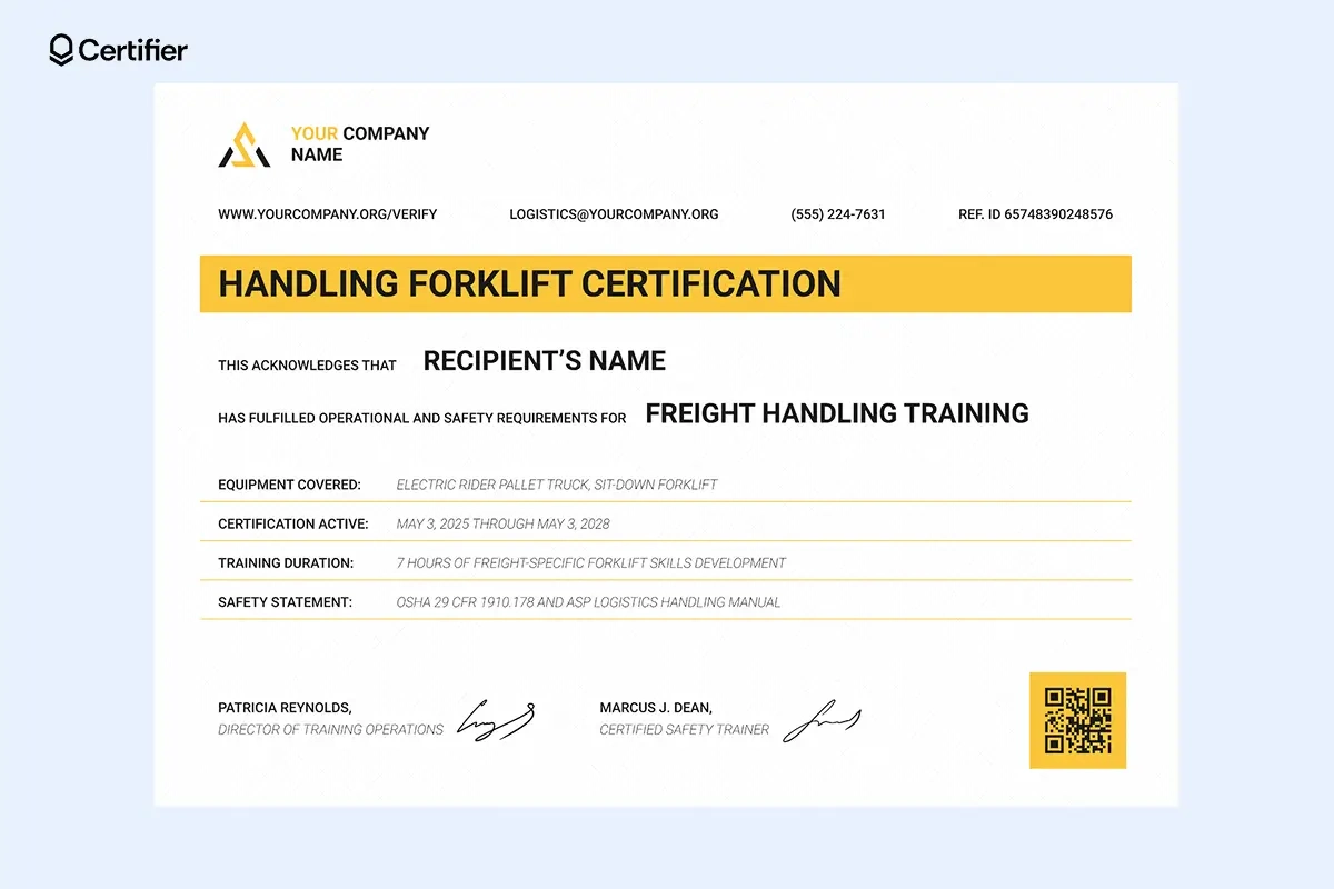 Forklift Certificate Templates Forklift Certificate Templates
