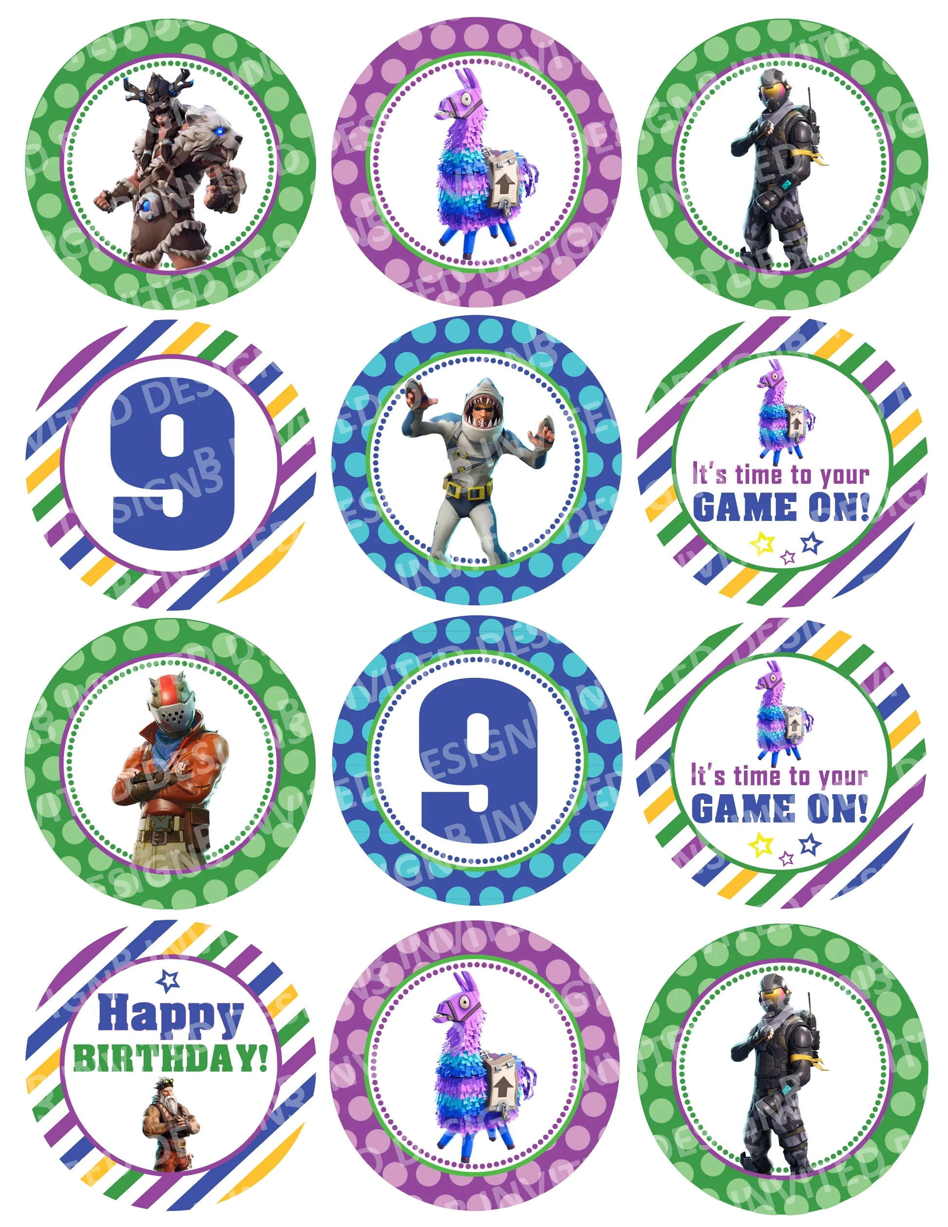 Fortnite Cupcake Toppers 2 Inch Or 2 5 Inch Digital Or Printed Fully Assembled