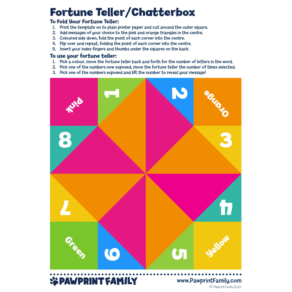 Fortune Teller Template Fortune Teller Template