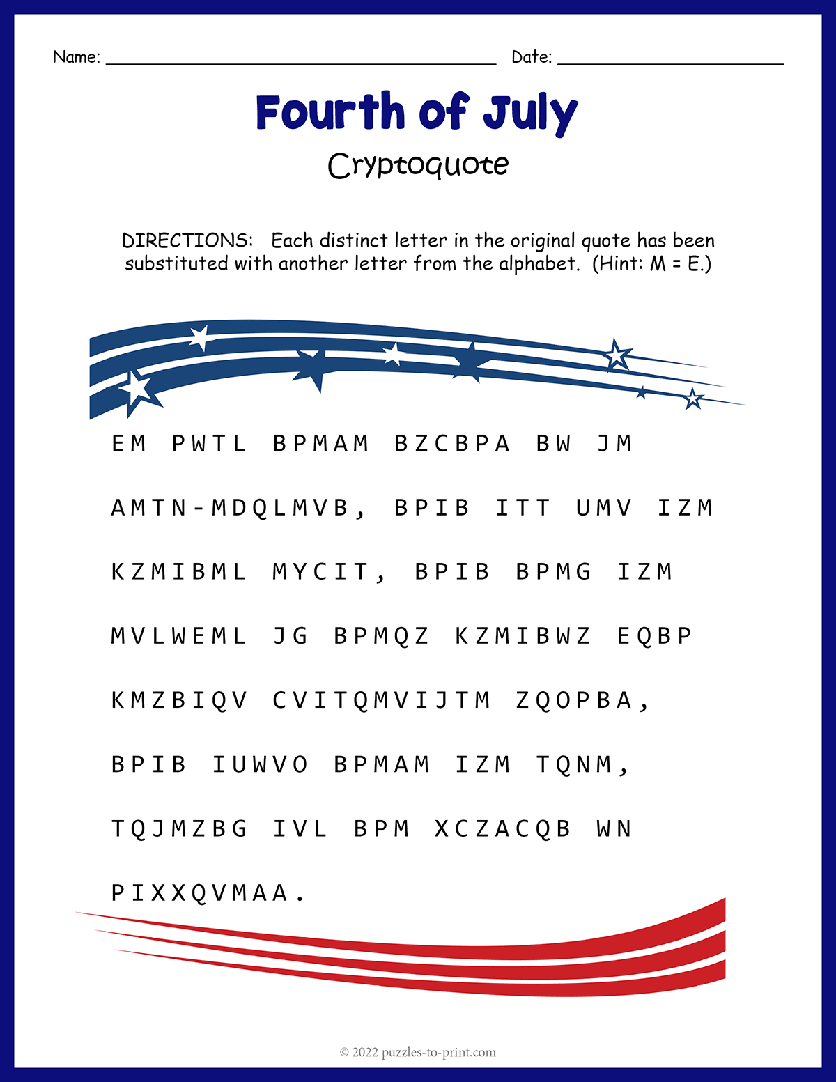 Fourth Of July Cryptoquote shtml Fourth Of July Cryptoquote shtml