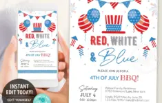 Fourth Of July Invitation Editable Template Printable 4th Of July Bbq Invitation
