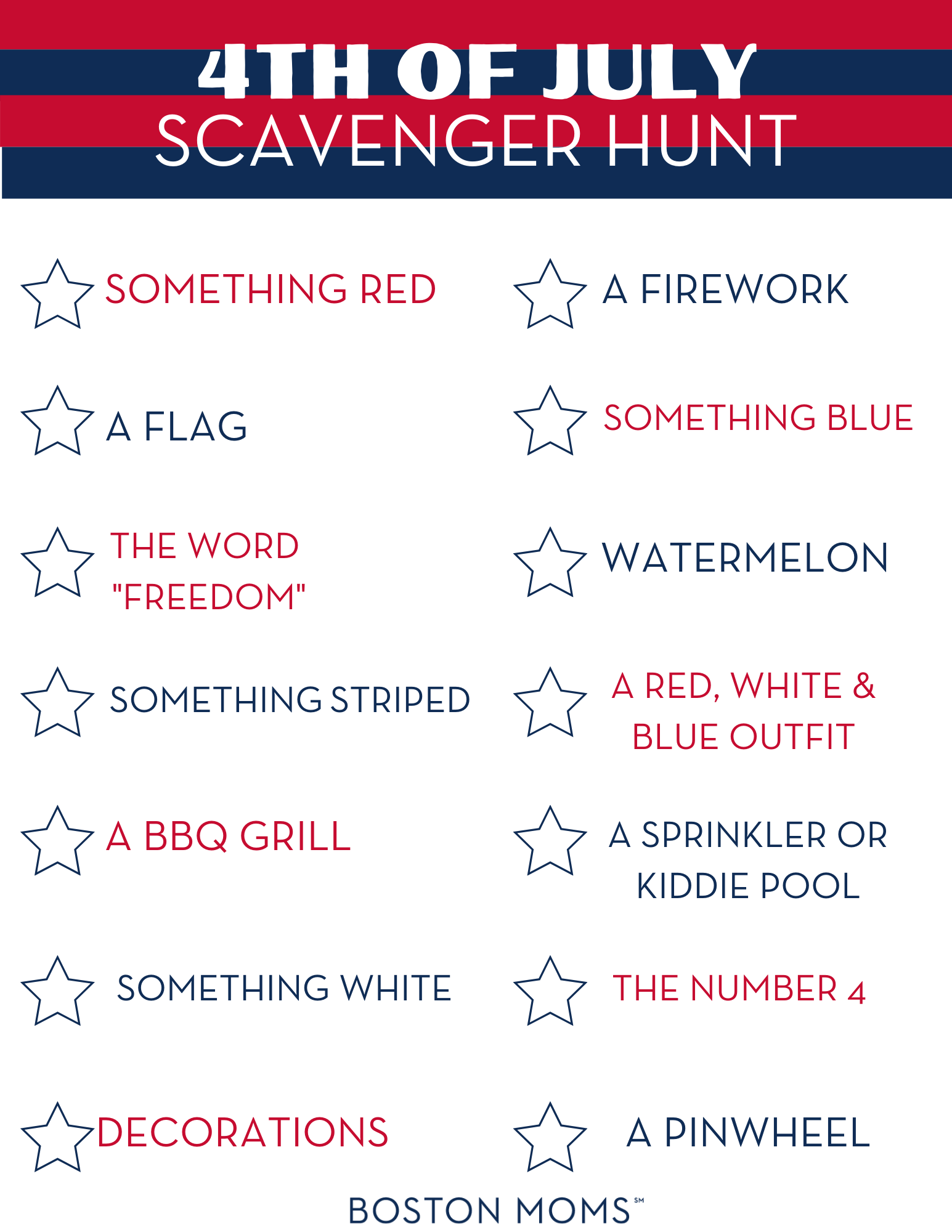 Fourth Of July Scavenger Hunt Free Printable Fourth Of July Scavenger Hunt Free Printable