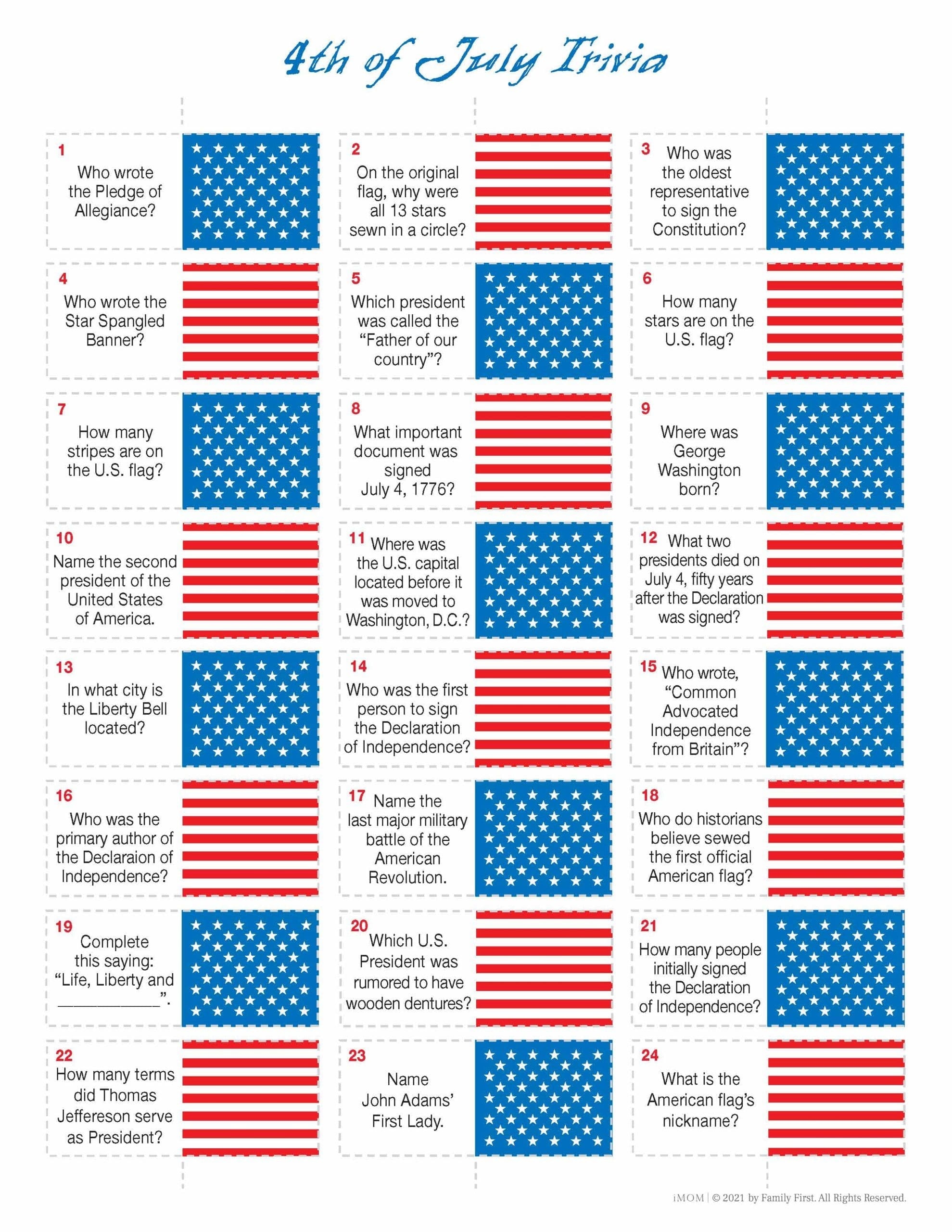 Fourth Of July Trivia Game