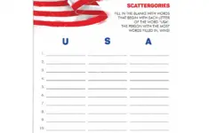 Fourth Of July Usa Scattergories Game To Print Or Play Online