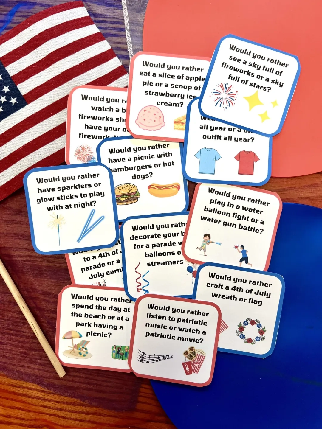 Fourth Of July Would You Rather Cards