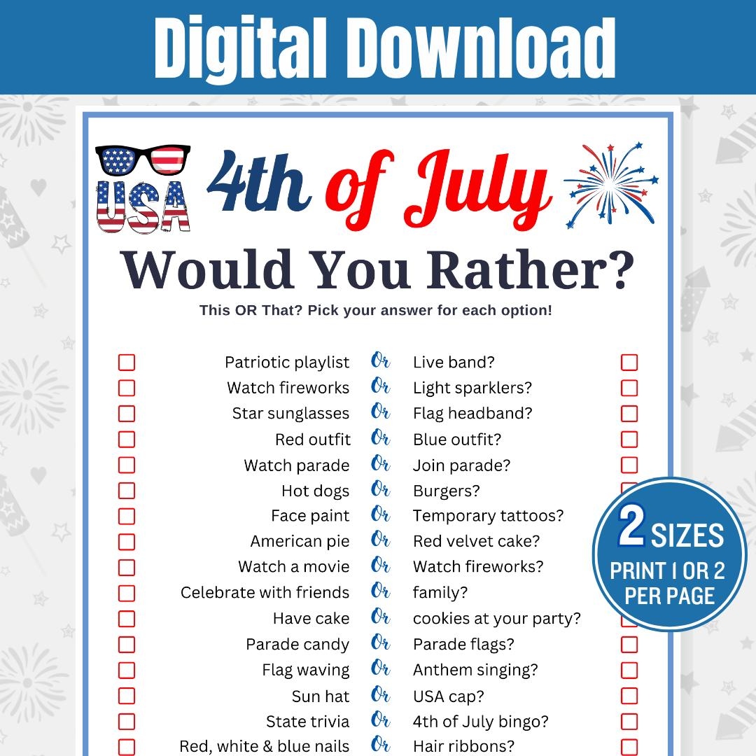 free printable would you rather 4th of july game free printable would you rather 4th of july game