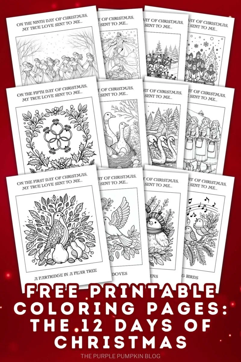 Free 12 Days Of Christmas Coloring Pages Printable For Adults