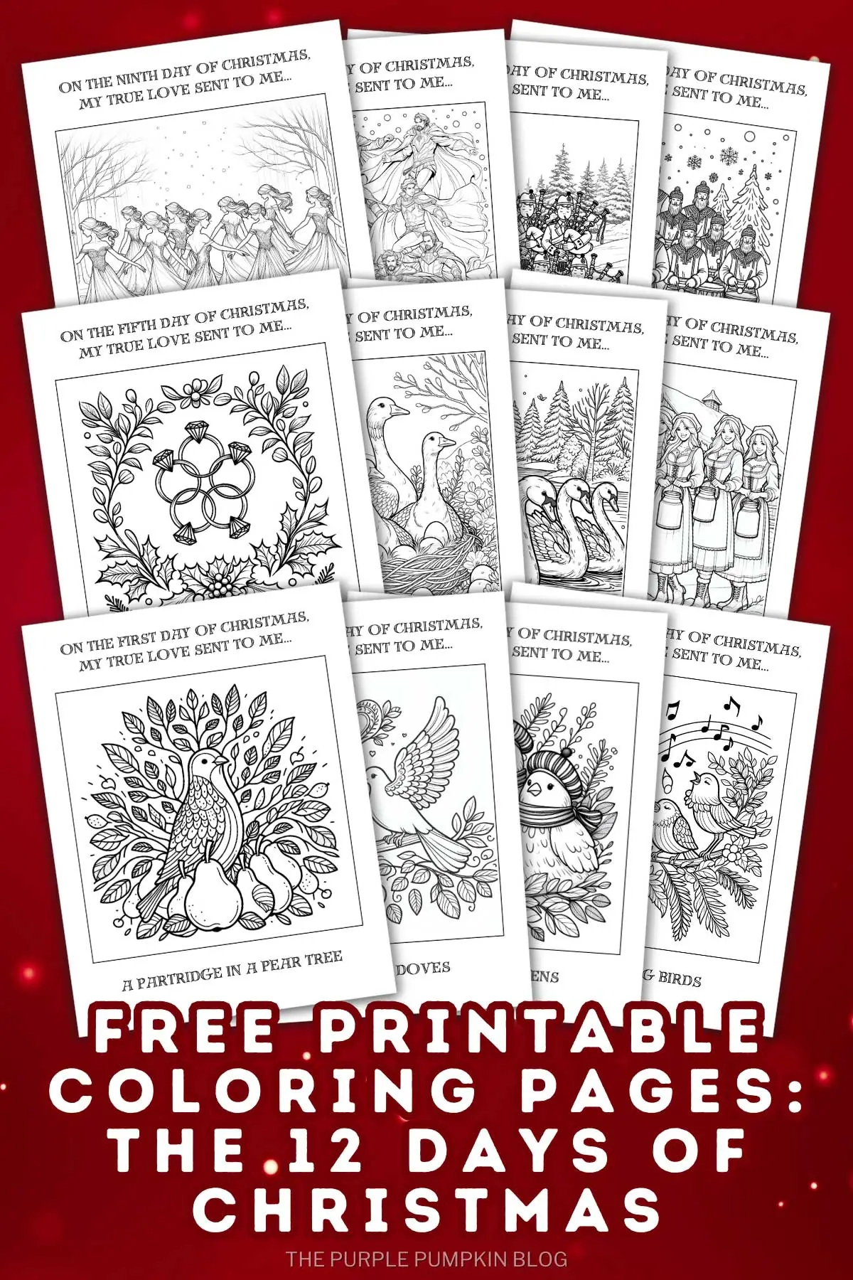 Free 12 Days Of Christmas Coloring Pages Printable For Adults