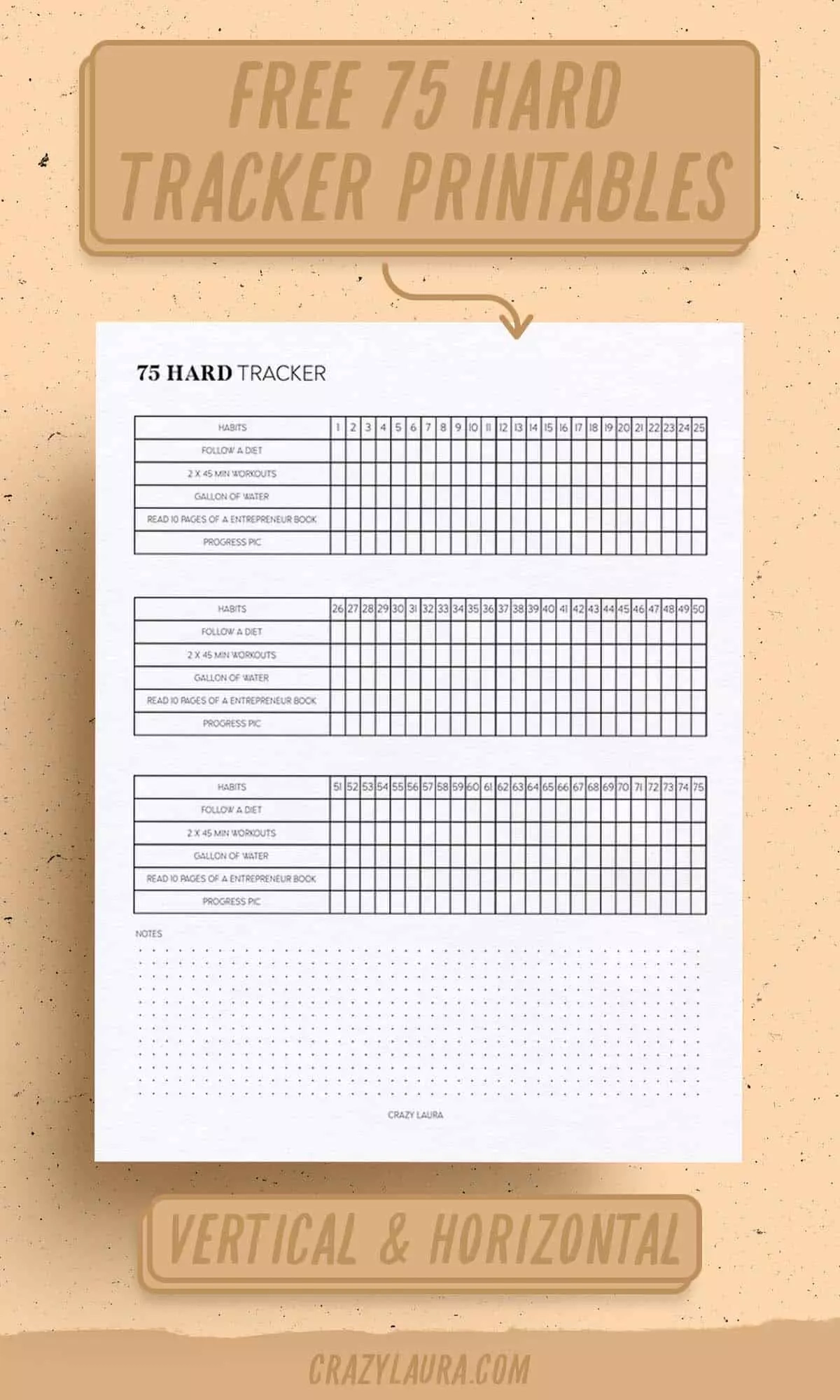 Free 75 Hard Tracker Printable