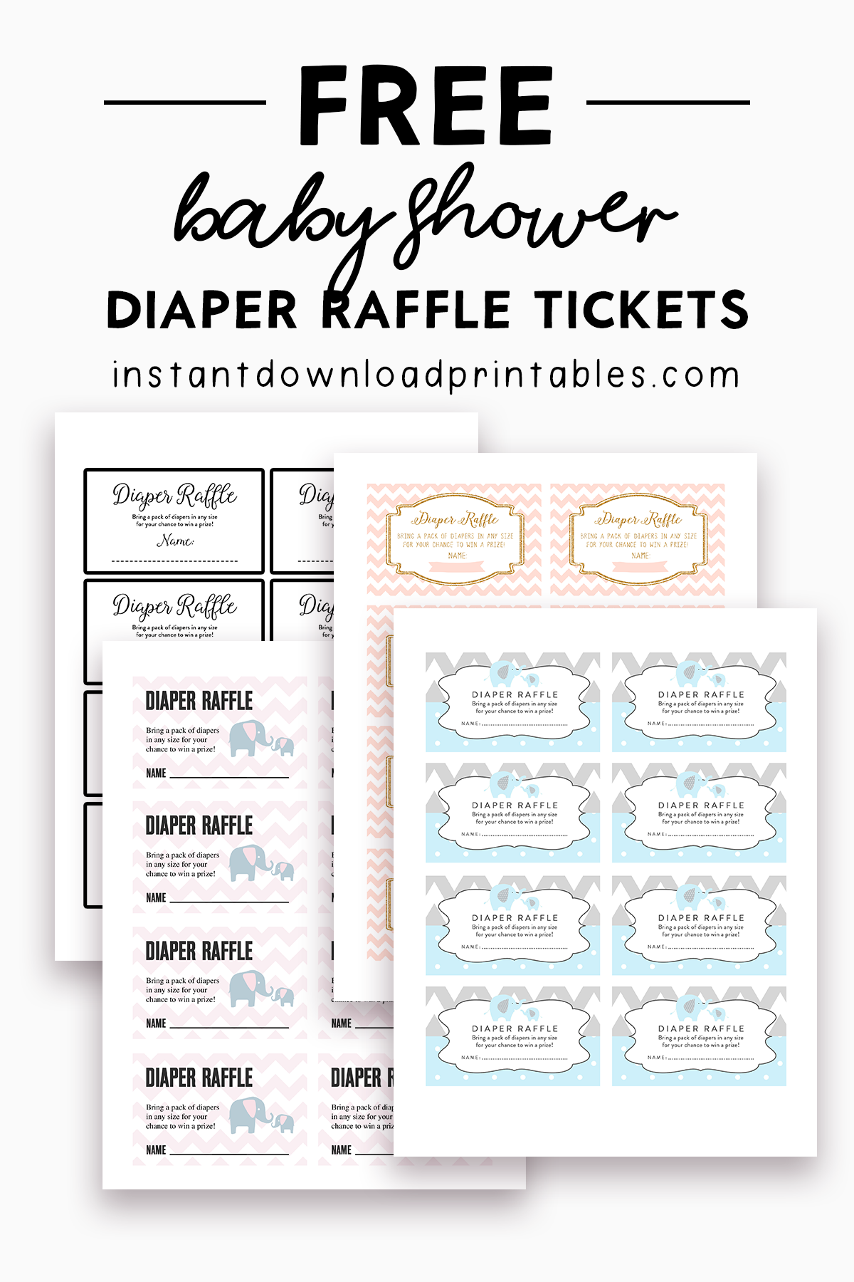 Free Baby Shower Diaper Raffle Tickets Instant Download Printable Free Baby Shower Diaper Raffle Tickets Instant Download Printable