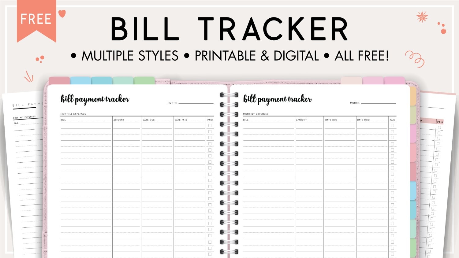 Free Bill Tracker Printable