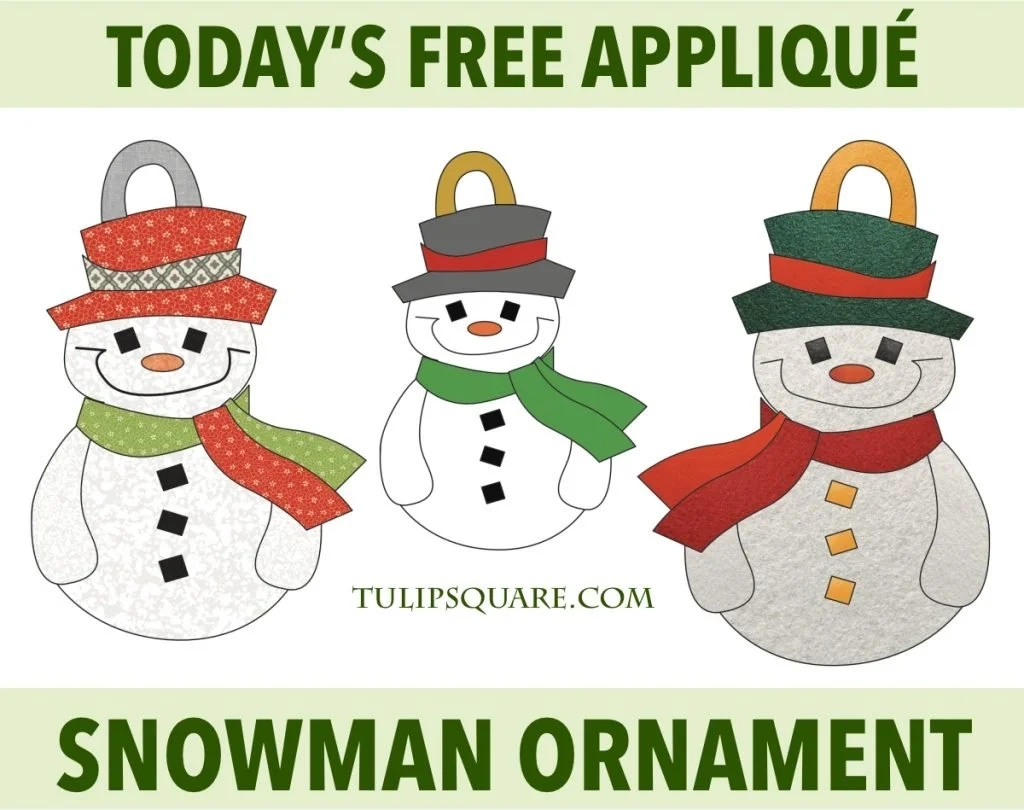 Free Christmas Applique Pattern Snowman Ornament Free Christmas Applique Pattern Snowman Ornament