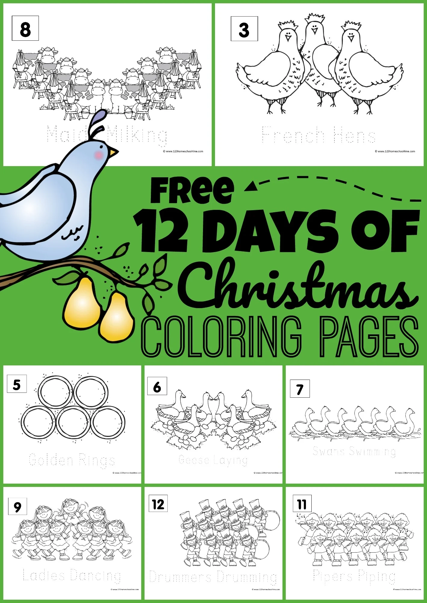 Free Christmas Coloring Sheets 12 Days 96