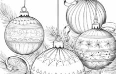 Free Christmas Decorations Grayscale Coloring Pages For Adults Printable Pdf Instant Download