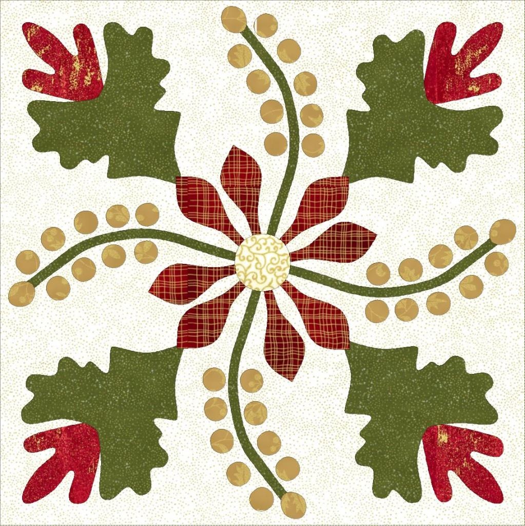 Free Christmas Quilt Pattern With Poinsettias And Applique Free Christmas Quilt Pattern With Poinsettias And Applique
