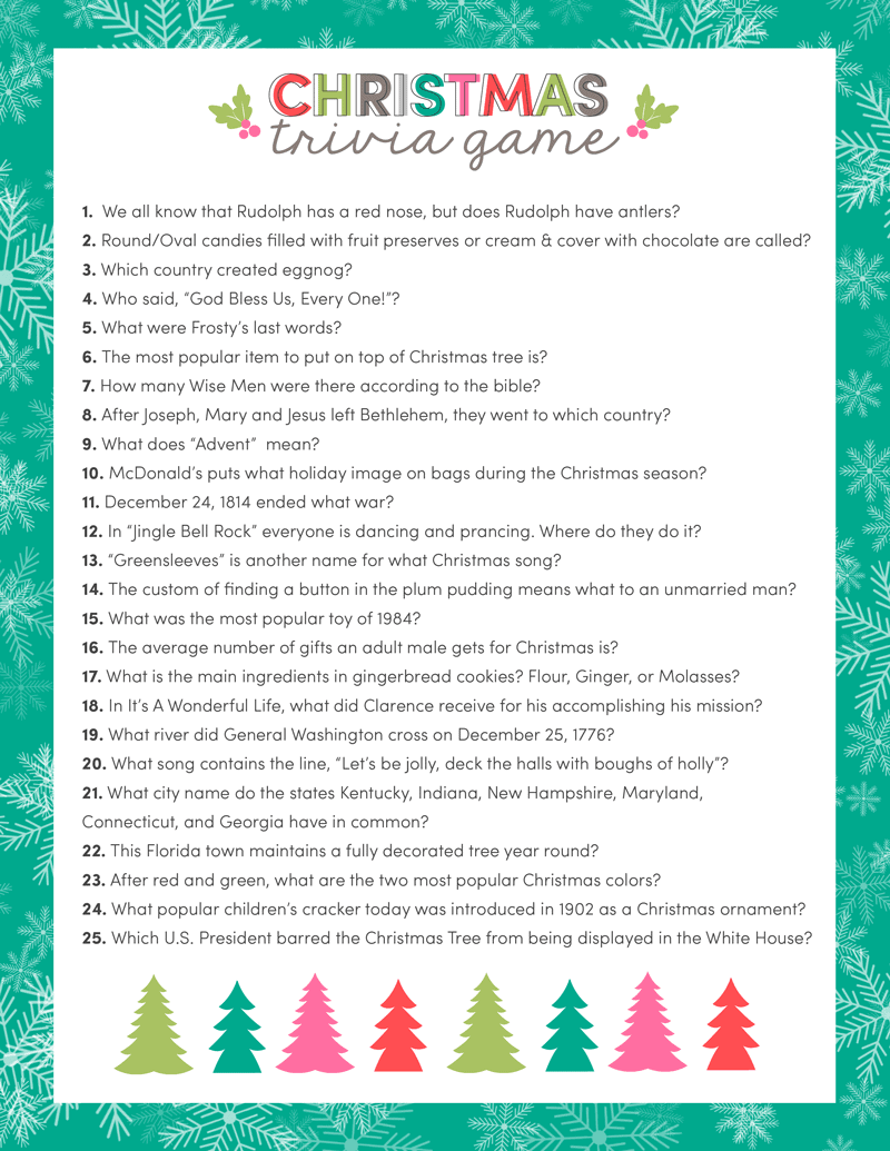 christmas trivia for seniors printable