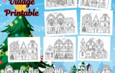 Free Christmas Village Houses Printable 7 Pages To Colour Fold Build