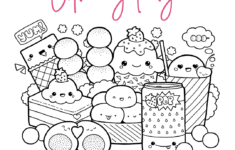 Free Coloring Page Kawaii Food Doodle