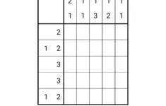 Free Downloadable Nonogram Puzzle 5x5 1